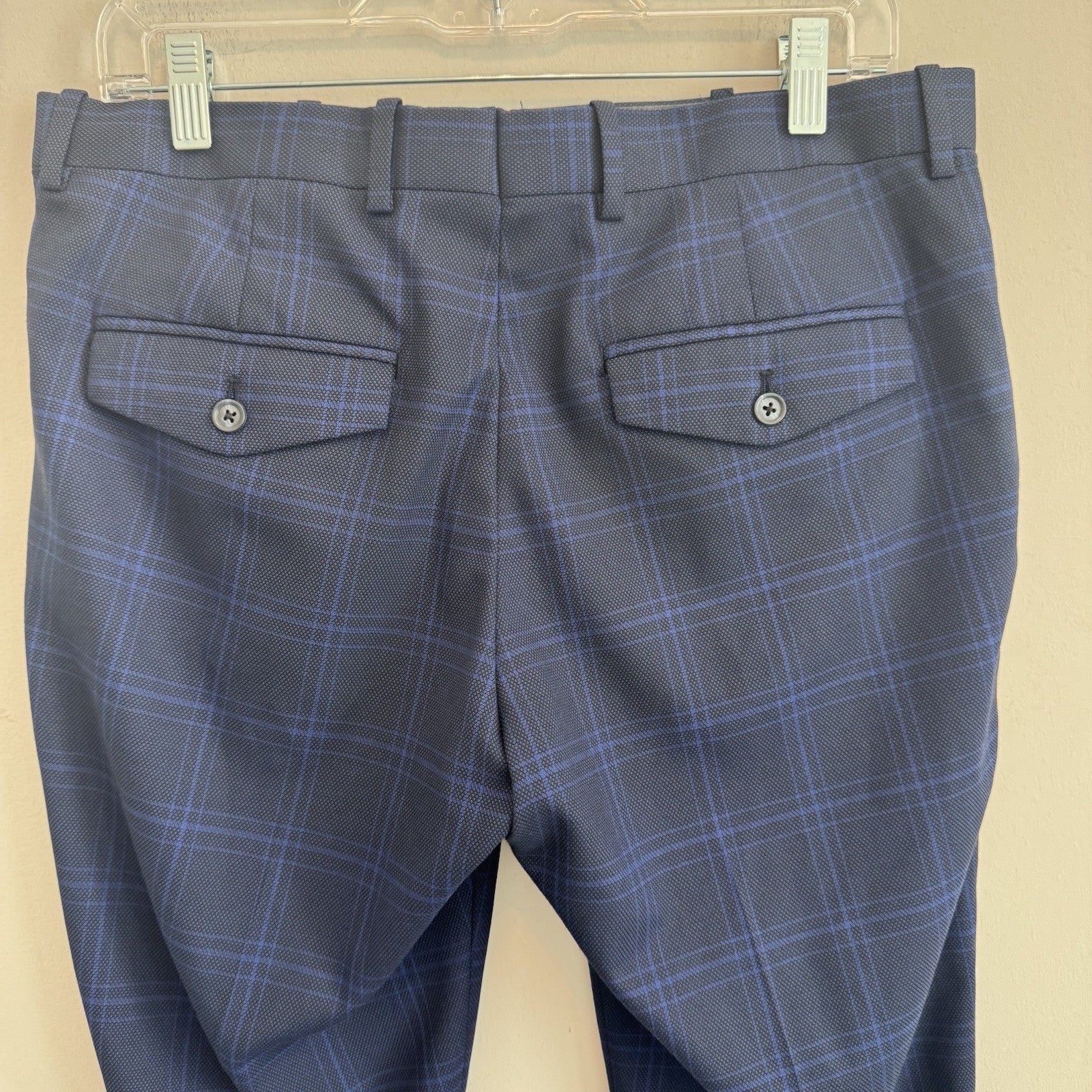 Banana Republic Factory 31x30 Blue Plaid Very Slim Stretch Dress Pants Men’s