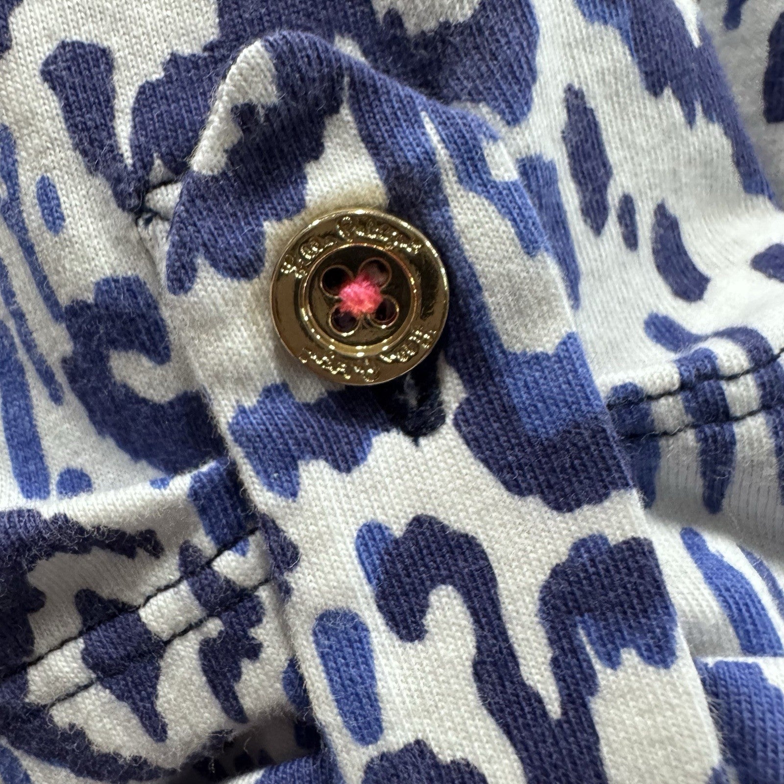 Lilly Pulitzer Blue Elephant Print Dress Small 3/4 Sleeve Cotton Shift