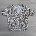 Michael Michael Kors Chain Print Wrap Top Womens Large White Gold Stretch
