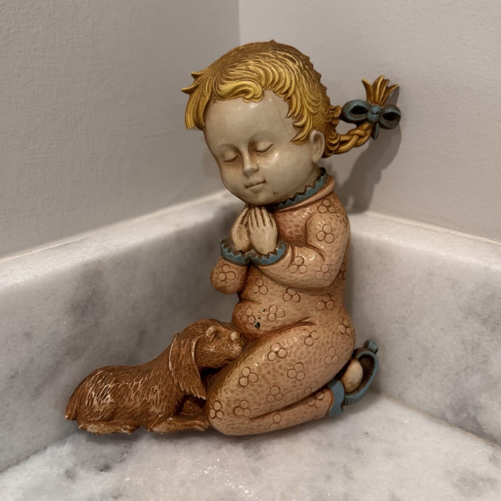 Vintage HOMCO Praying Boy and Girl Wall Plaques 7496 Set 1977 Dart Ind Retro