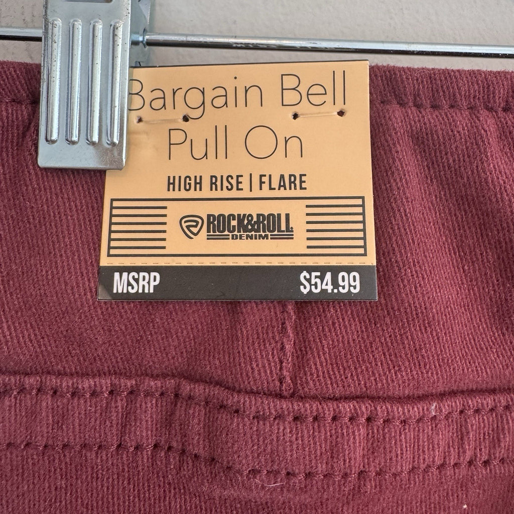 Rock & Roll Denim Bargain Bell Jeans 27x36 Plum High Rise Flare Pull On Stretch