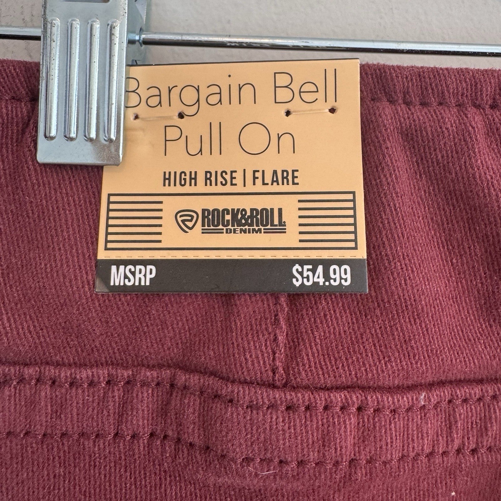 Rock & Roll Denim Bargain Bell Jeans 27x36 Plum High Rise Flare Pull On Stretch