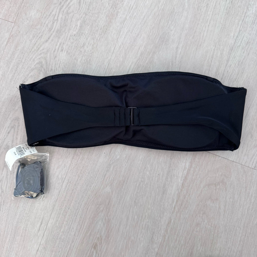 NWT Aerie Black Bandeau Bikini Top Strapless Swimsuit with Removable Straps M