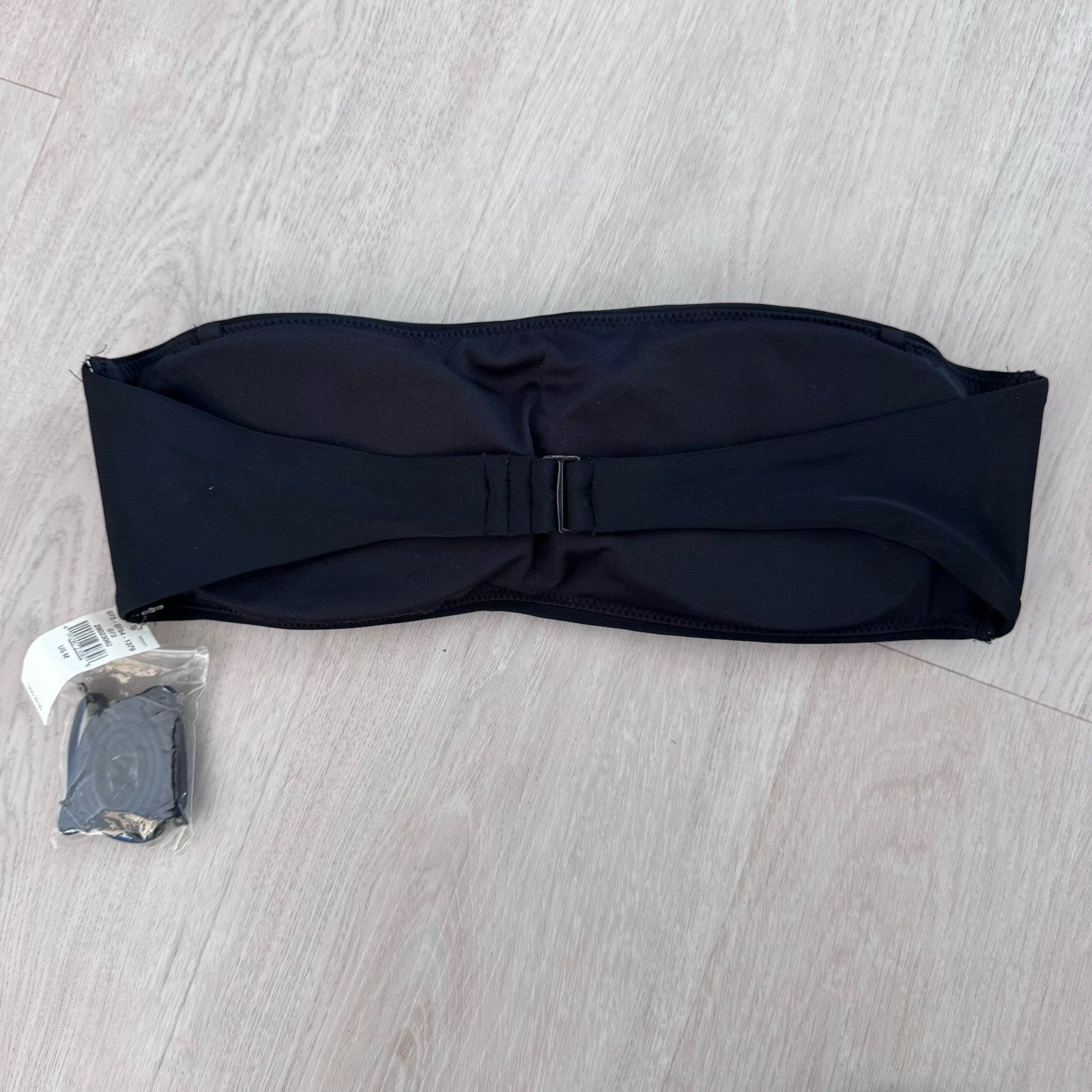 NWT Aerie Black Bandeau Bikini Top Strapless Swimsuit with Removable Straps M