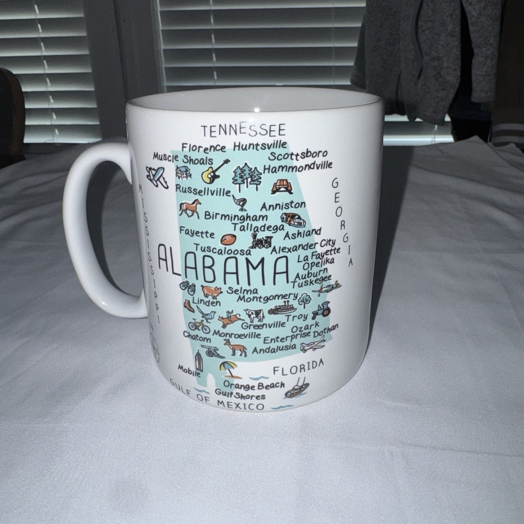 VTG 222 Fifth My Place Alabama Map Oversize Jumbo Coffee Mug Cup 28 oz Porcelain