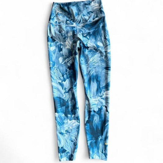 Nike Dri-FIT Blue Abstract Print Leggings | Size Small
