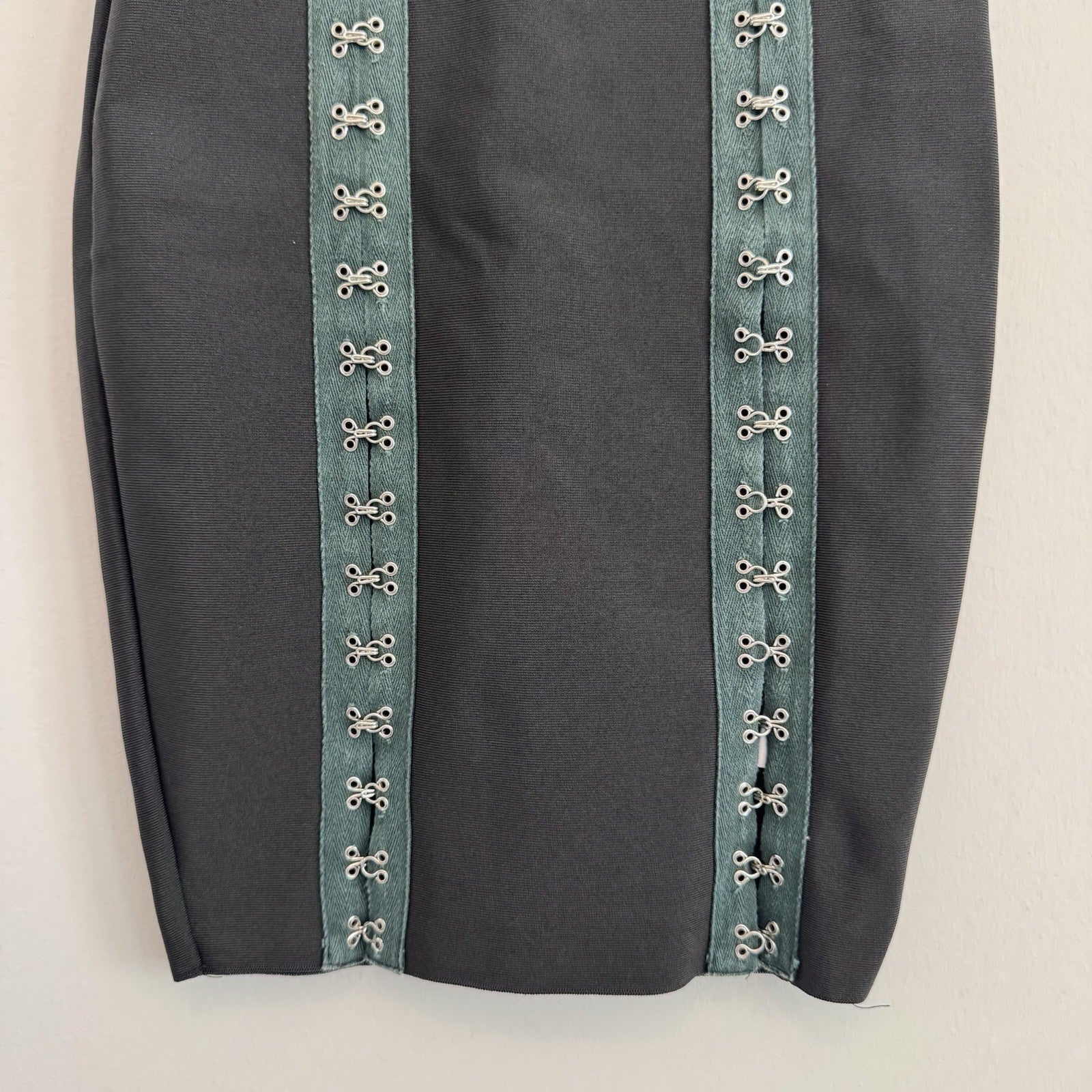 WOW Couture Black Bandage Pencil Skirt Hook & Eye Front Detail Medium M
