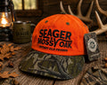 Seager Mossy Oak Blaze Orange Hunting Snapback Hat Cap NWT Treestand Camo