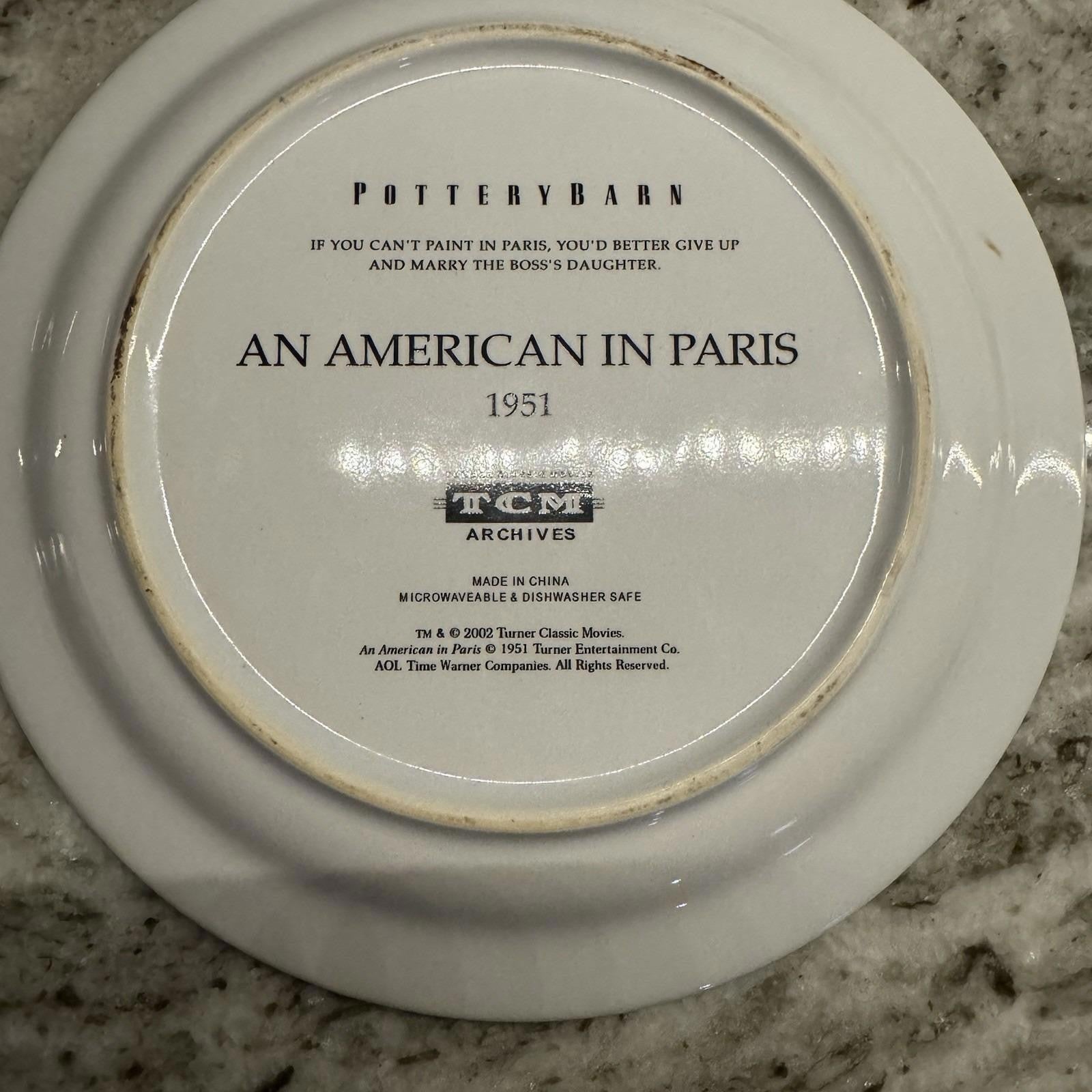 POTTERY BARN Ceramic Plates Set of 4 HOLLYWOOD Classic Movies tcm 8" Diameter