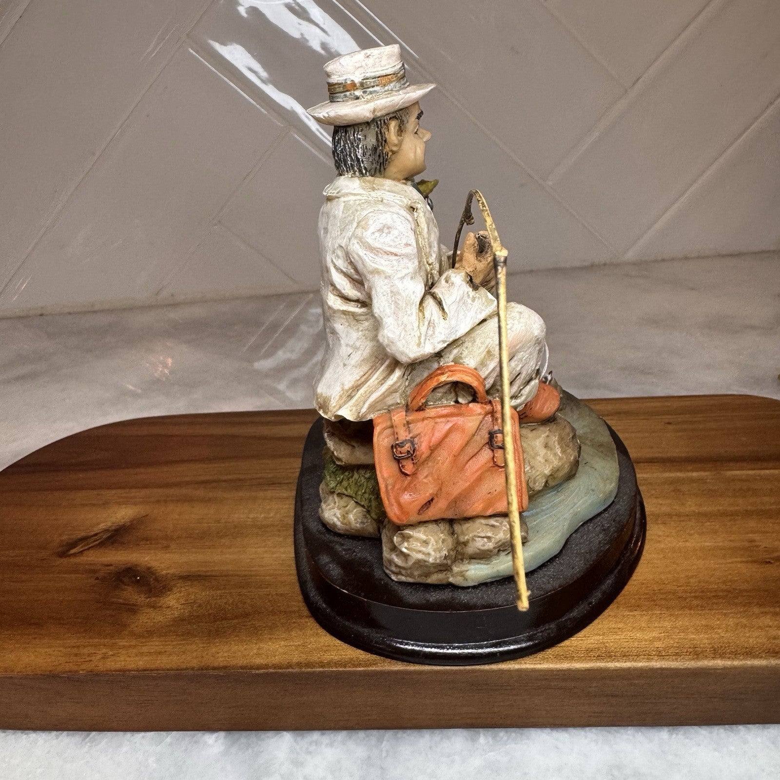 Vintage Americana Fishing Figurine - Father & Son / Grandfather & Boy 5inch