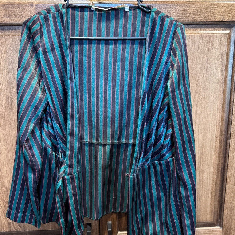 Zara wrap top in red, green, and black stripes. Medium NWT