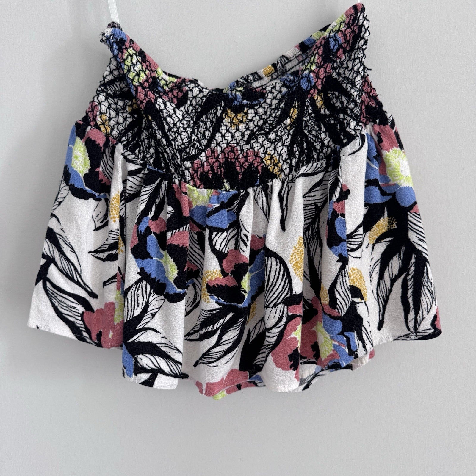Free People S/P Tube Top Strapless Boho Peasant Top Smocked Rayon