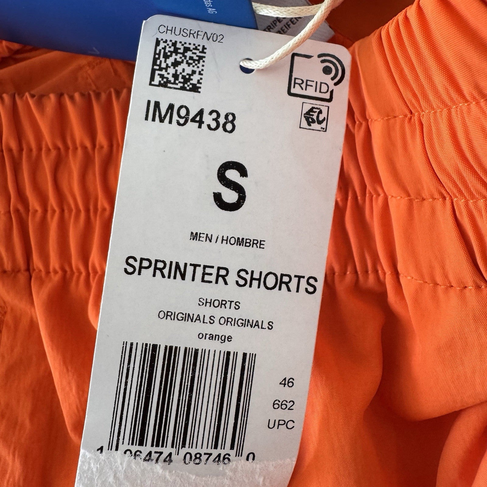 NWT Adidas Originals Men's Sprinter Shorts Orange White 3-Stripe Retro Small