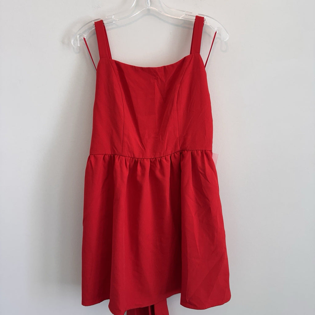 NWT Aura Boutique Womens M Red Dress Oversized Bow Tie Back Open Back