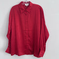 AURA Red Dress Boutique Blouse M Sheer Button Front Collared