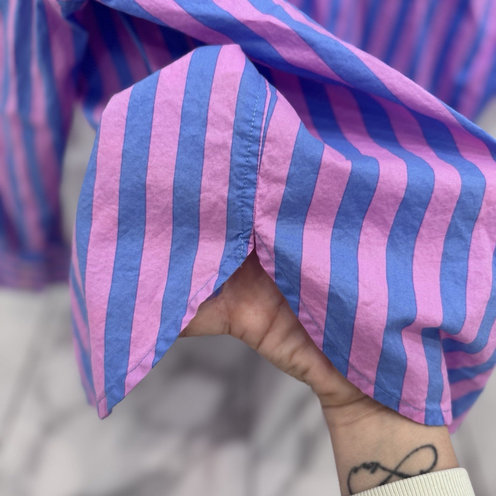 Talbots Plus Womens Striped Popover Blouse 1X Pink Blue Cotton Top