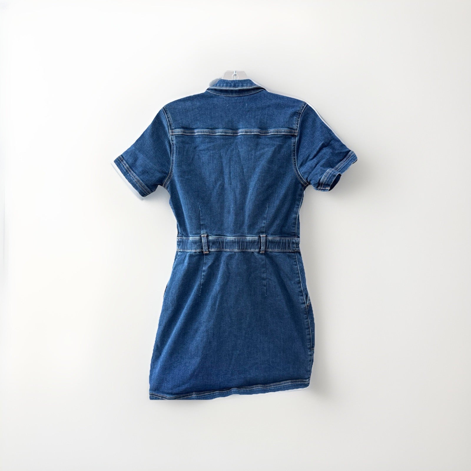 Hollister Denim Zip Front Dress XS Short Sleeve Jean Mini Utility Style