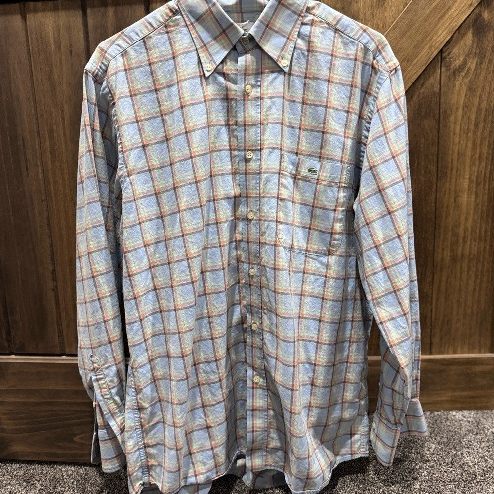Lacoste Men's Button-Down Shirt Size 42 | Plaid Long Sleeve Classic Fit |