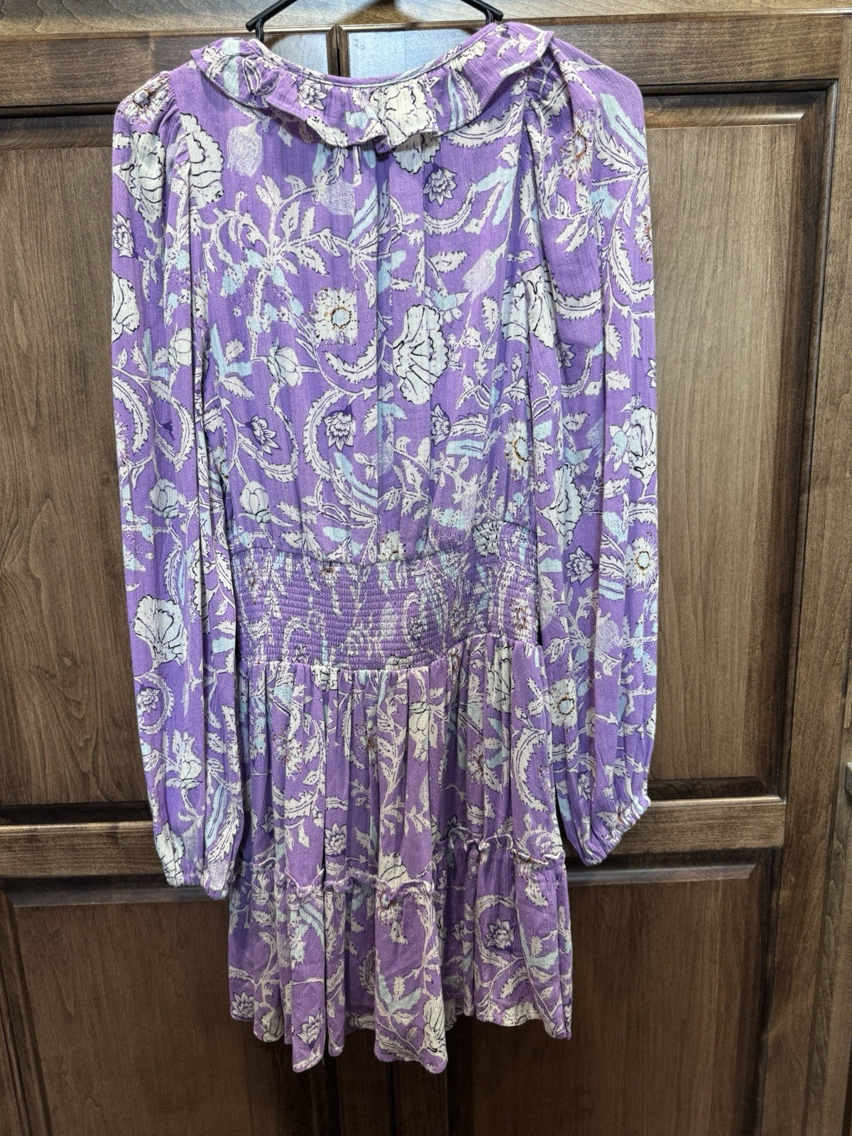 House of Harlow 1960 Boho Mini Dress Small Purple Floral Long Sleeve