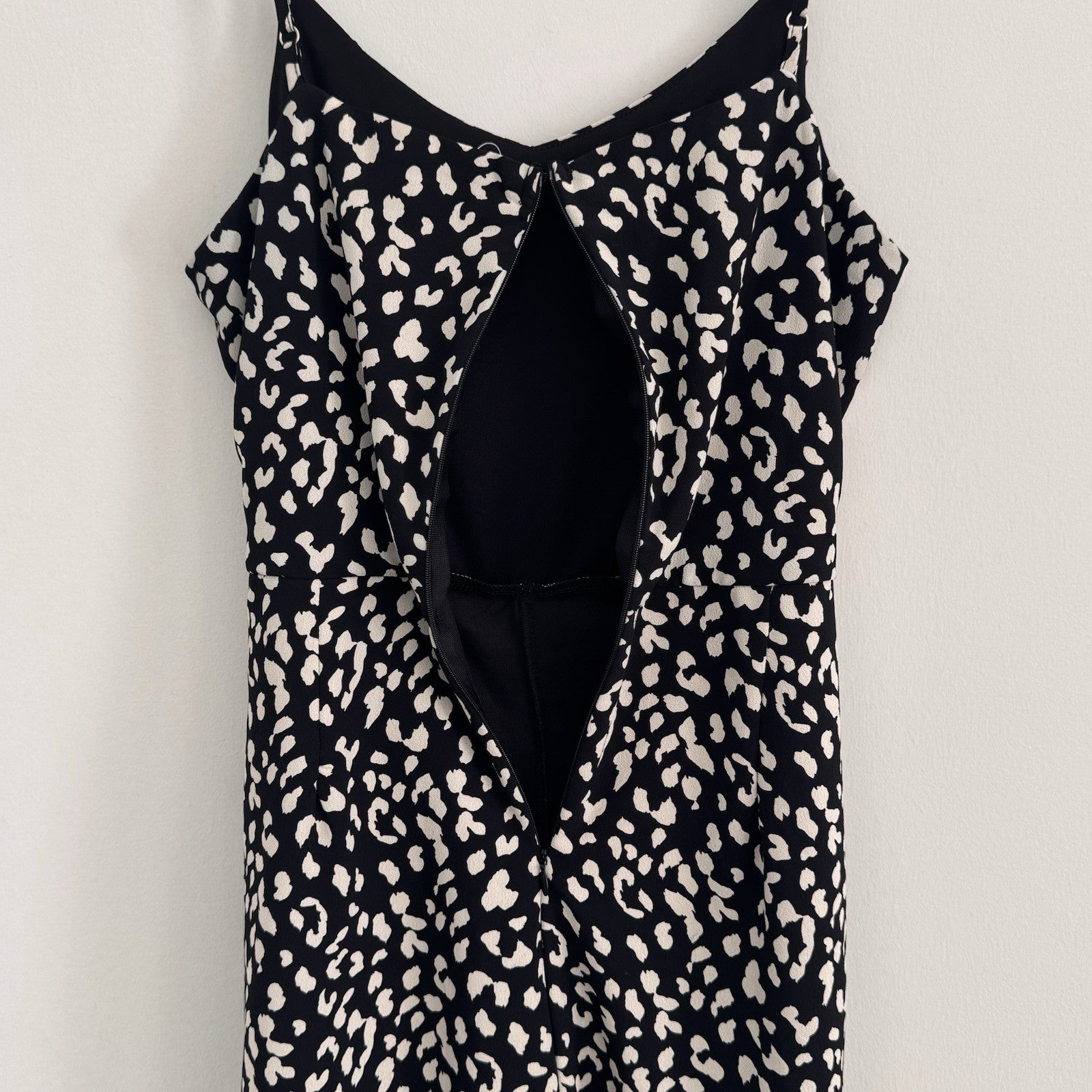 She + Sky Leopard Animal Print Romper Women's Size M Black Tan Spaghetti Strap