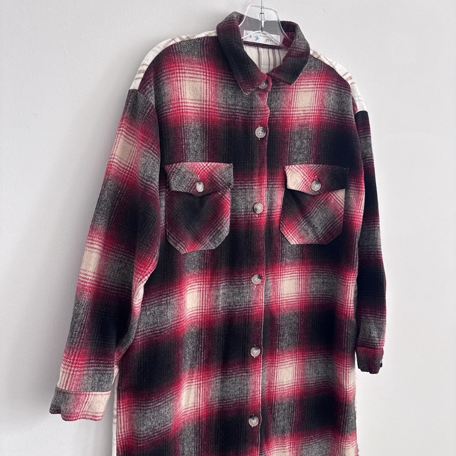 Her Entire Name Says Grace Plaid Shirt Dress Small Flannel Shacket