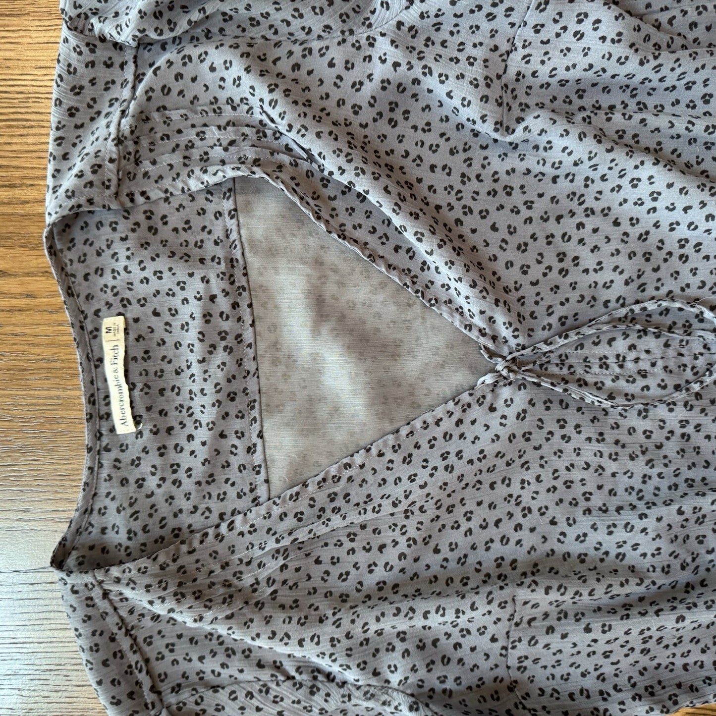 Abercrombie & Fitch Bodysuit Medium Gray Leopard Long Sleeve Snap Bottom