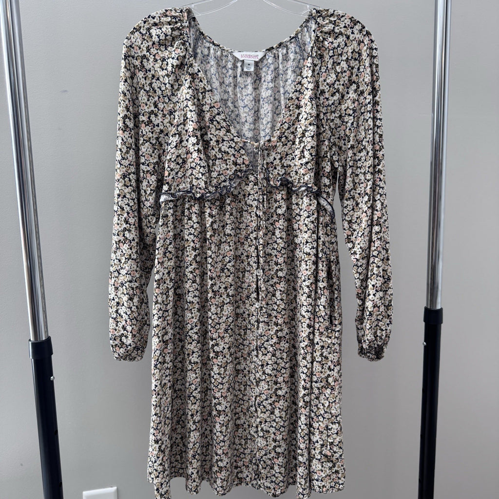 Destination Maternity M Floral Long Sleeve Dress Empire Waist Boho Style
