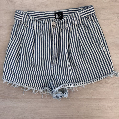 BDG Urban Outfitters Women’s Striped Denim Shorts W29 Raw Hem Y2K
