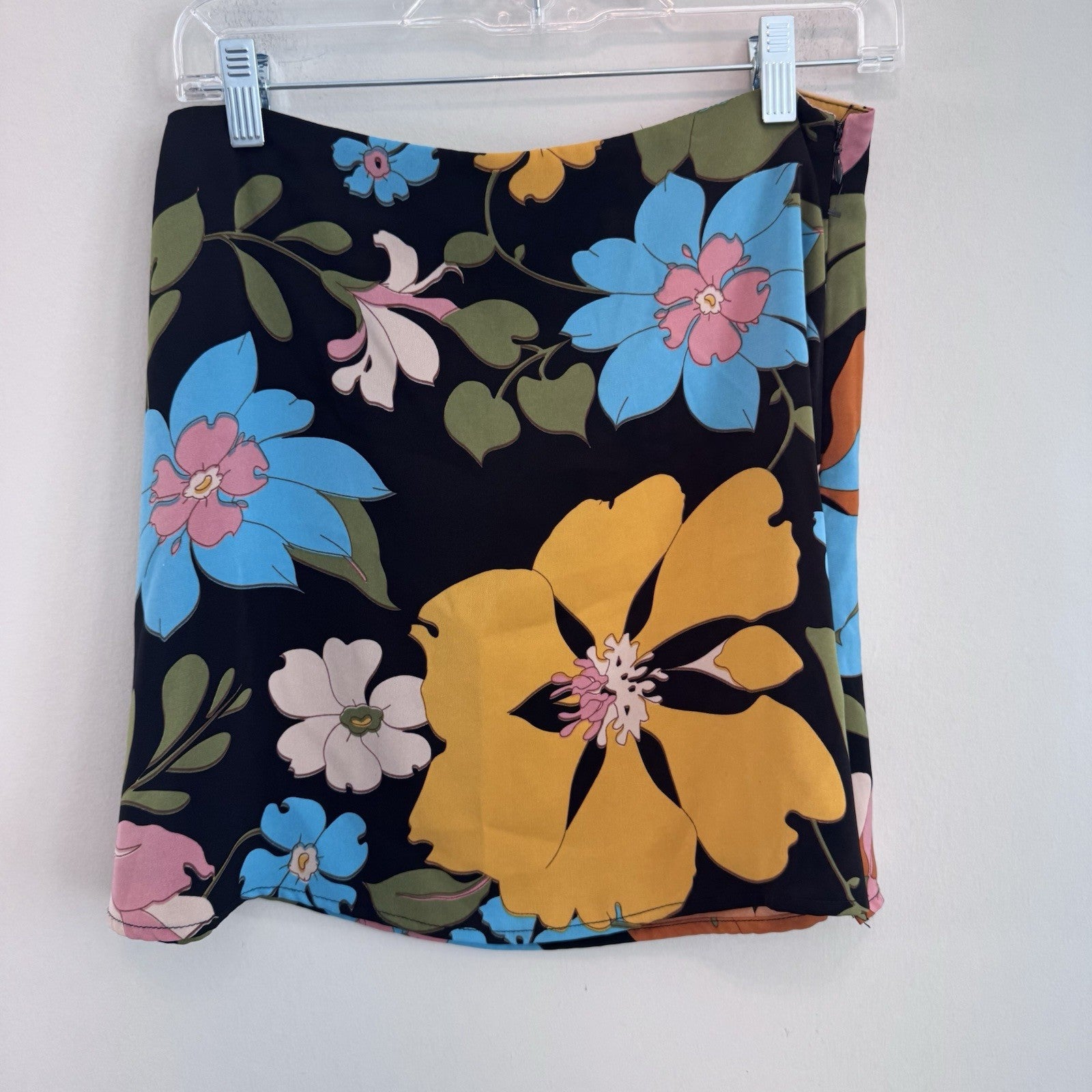 Her Entire Name Says Grace Floral Mini Skirt Black Retro Boho Size M