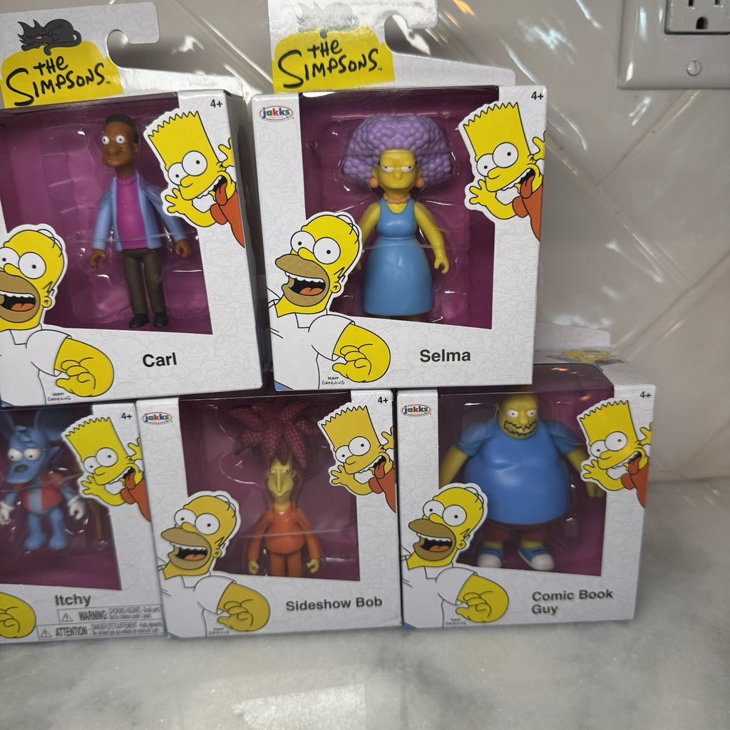 The Simpsons Jakks Pacific 7 Figure Lot Bart Carl Selma Itchy Sideshow Bob Mel