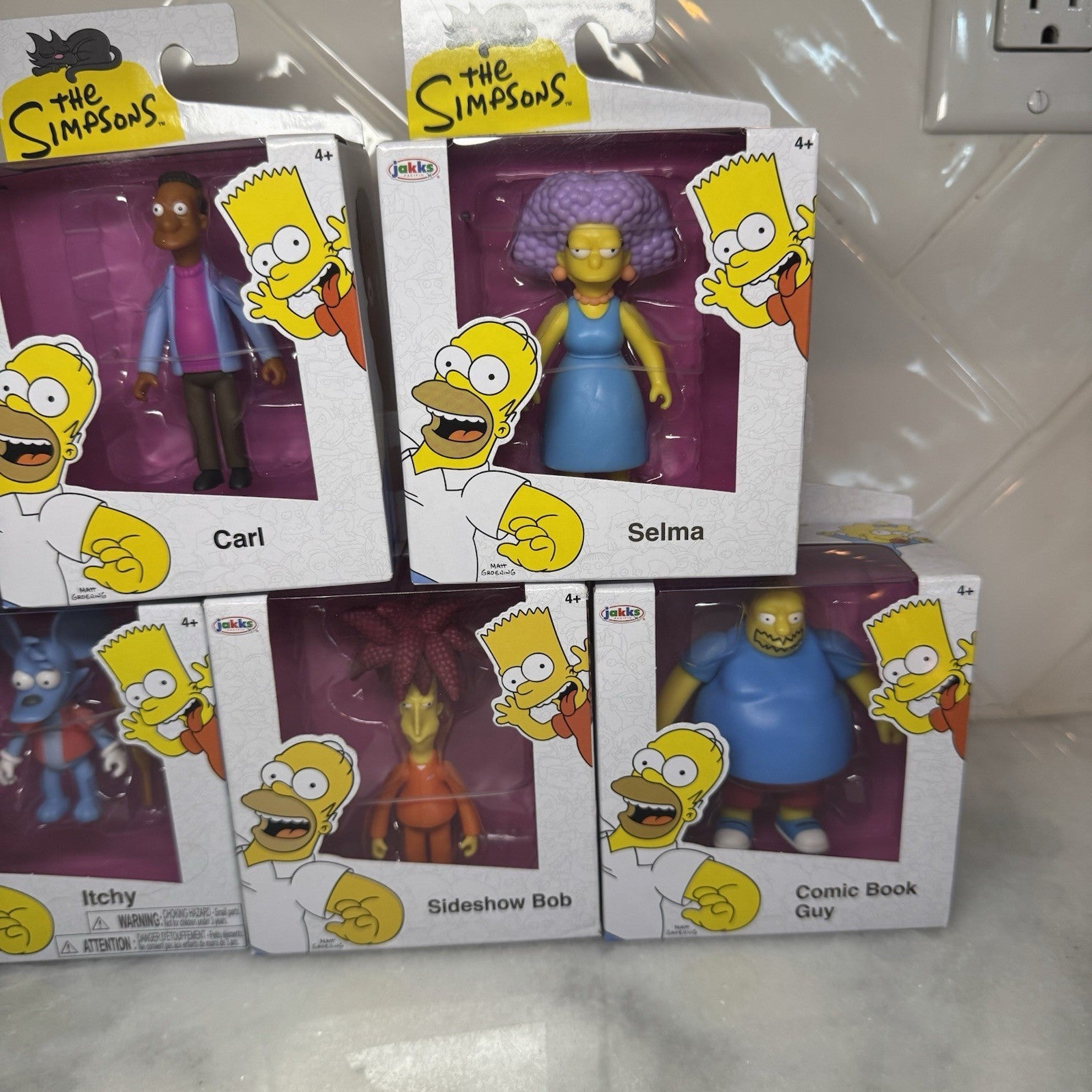 The Simpsons Jakks Pacific 7 Figure Lot Bart Carl Selma Itchy Sideshow Bob Mel
