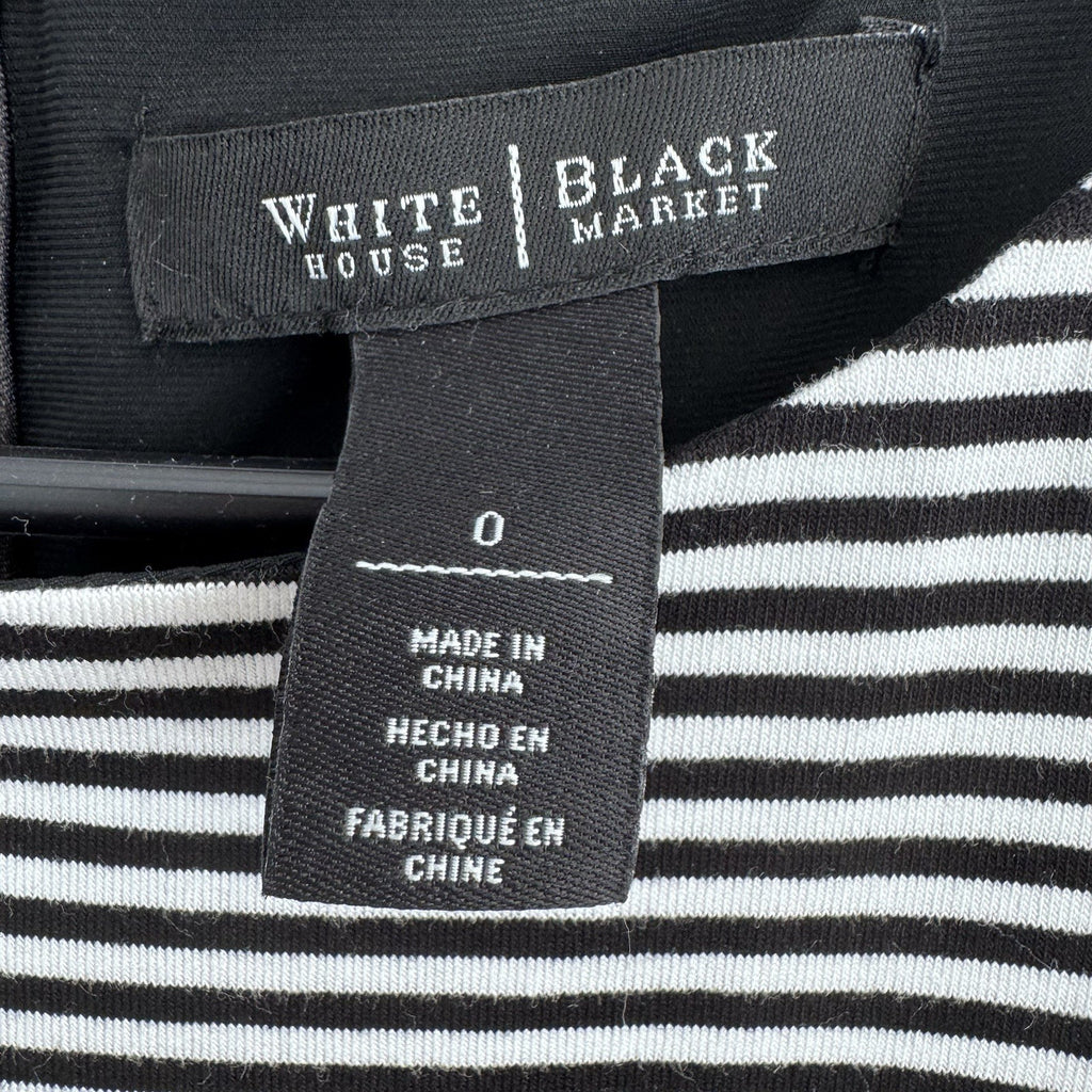 White House Black Market Striped Sheath Dress 14 Black White Ruffle