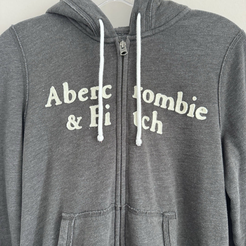 Abercrombie & Fitch Small Gray Logo Zip Up Hoodie/Jacket Y2K