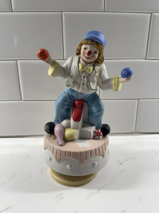 Vintage Clown Windup Music Box Rare & Hard To Find