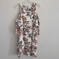 Entro Floral Cold Shoulder Mini Dress Medium White Pink Boho Ruffle Women’s