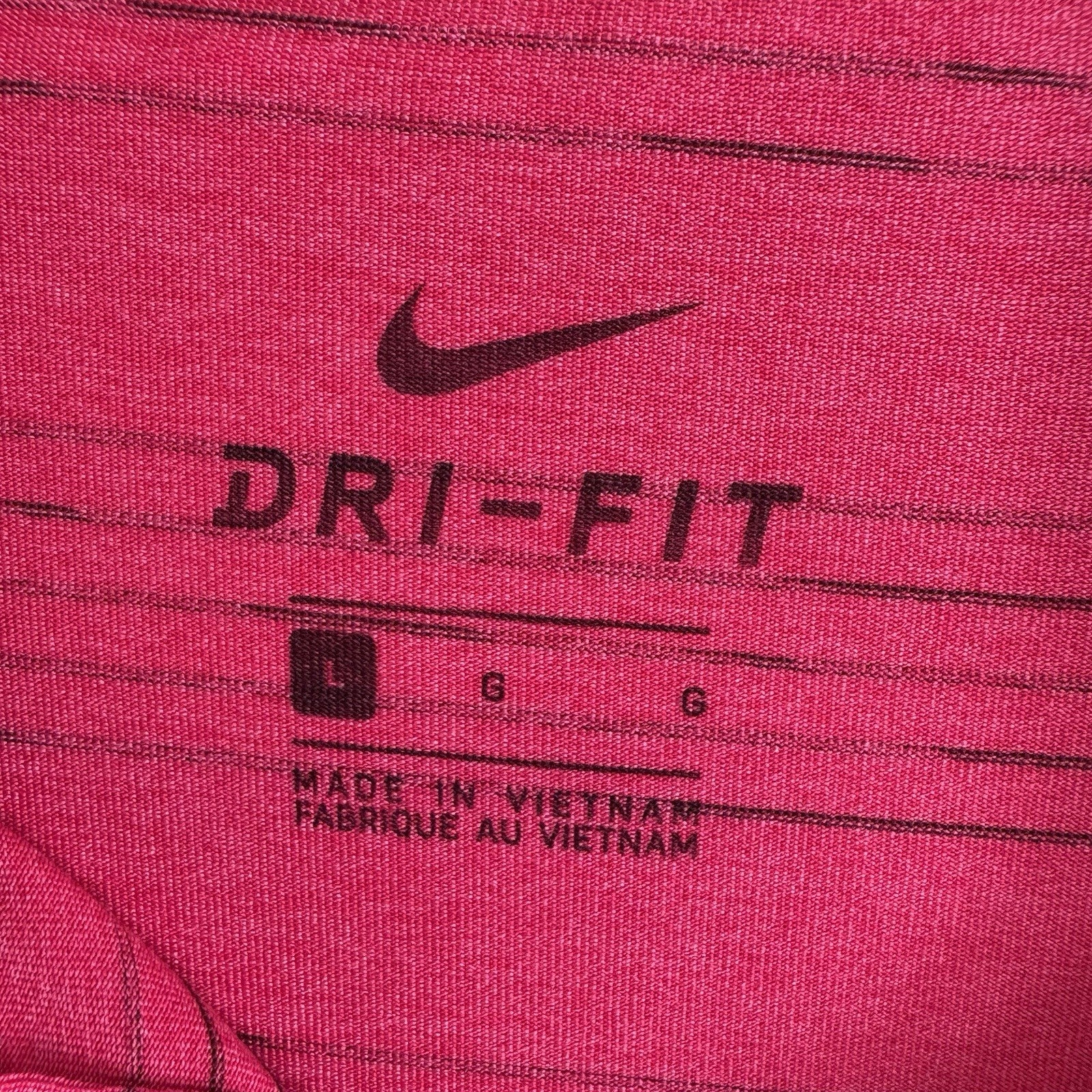 Nike Golf Dri Fit Polo Shirt Mens Large Pink Striped 1867 Logo Performance