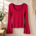 Hollister Bell Sleeve Sweater Top Women S Red Scoop Neck Soft Y2K