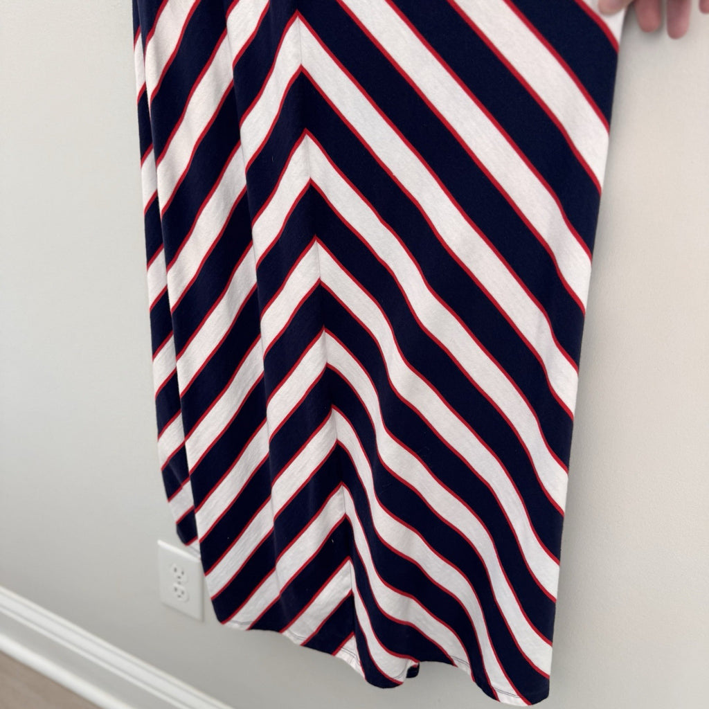Gymboree Girls Patriotic Red White Blue Striped Maxi Dress Size 12