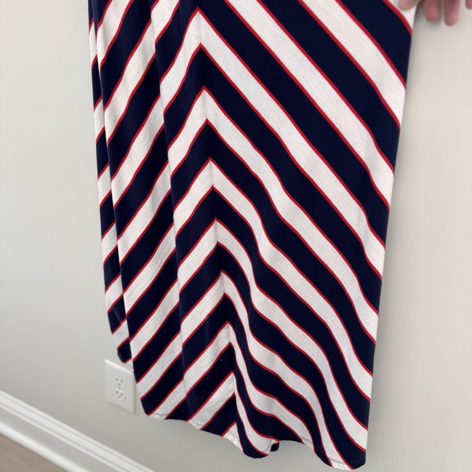 Gymboree Girls Patriotic Red White Blue Striped Maxi Dress Size 12