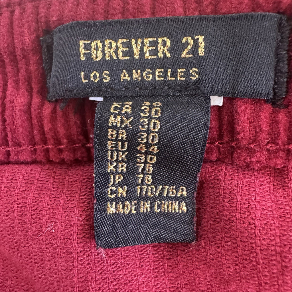 Forever 21 Red Corduroy Mini Skirt Button Front Size 30 Y2K Women’s