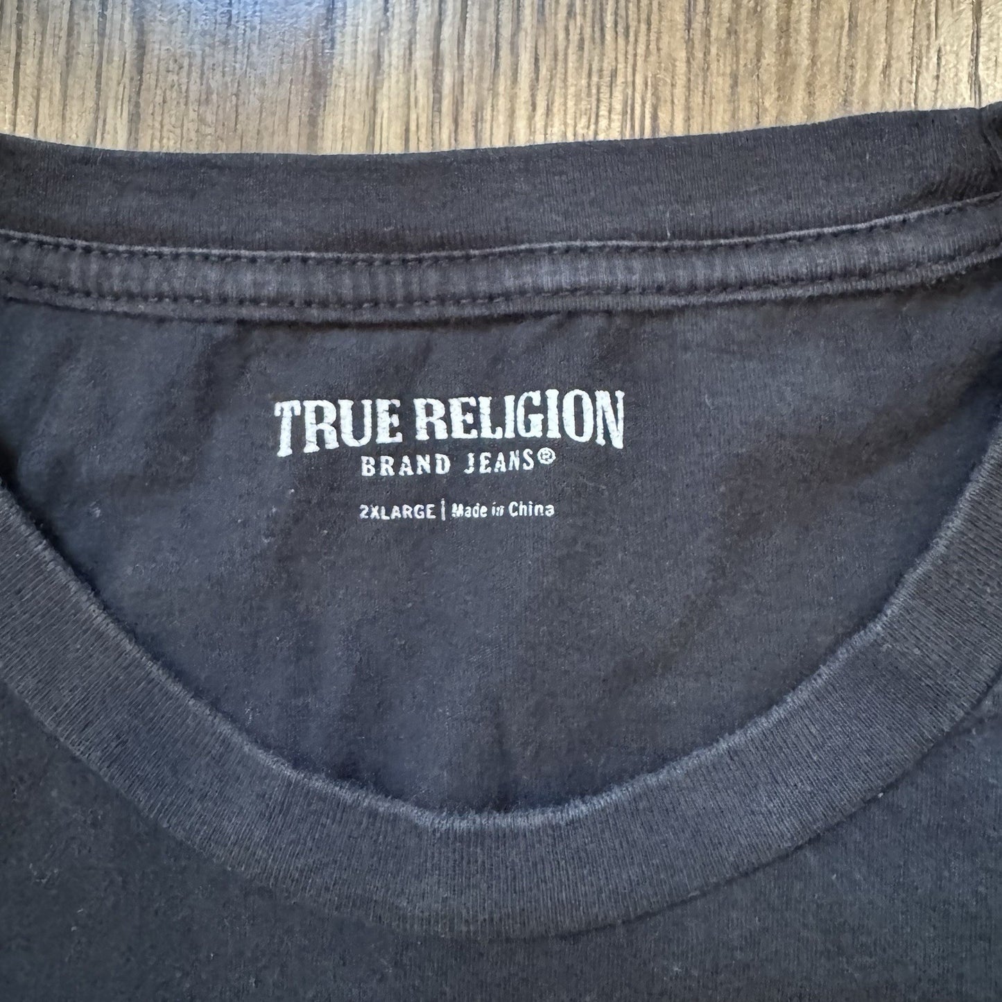 True Religion Black Crystal Logo T-Shirt Men’s 2XL Cotton Made in China