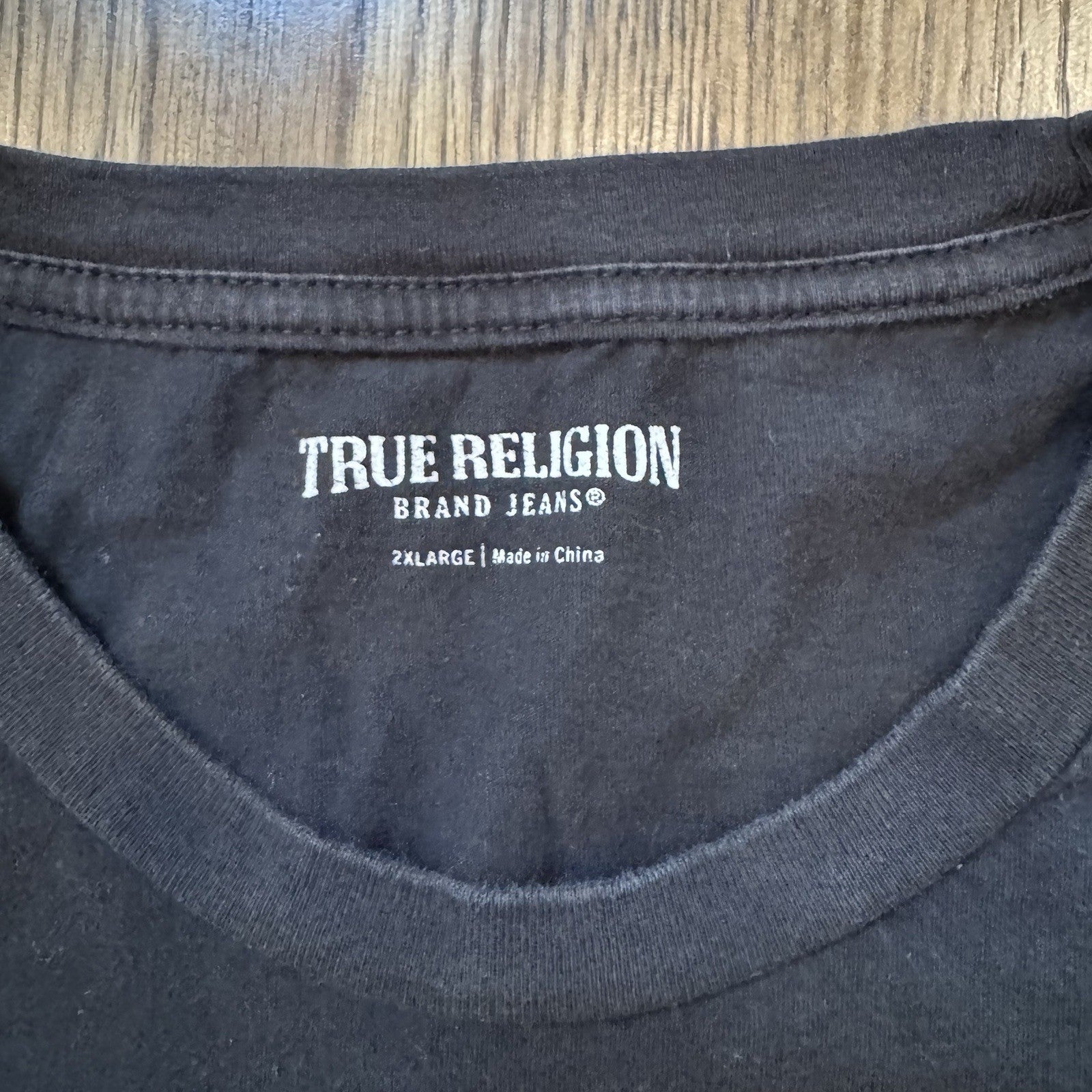 True Religion Black Crystal Logo T-Shirt Men’s 2XL Cotton Made in China