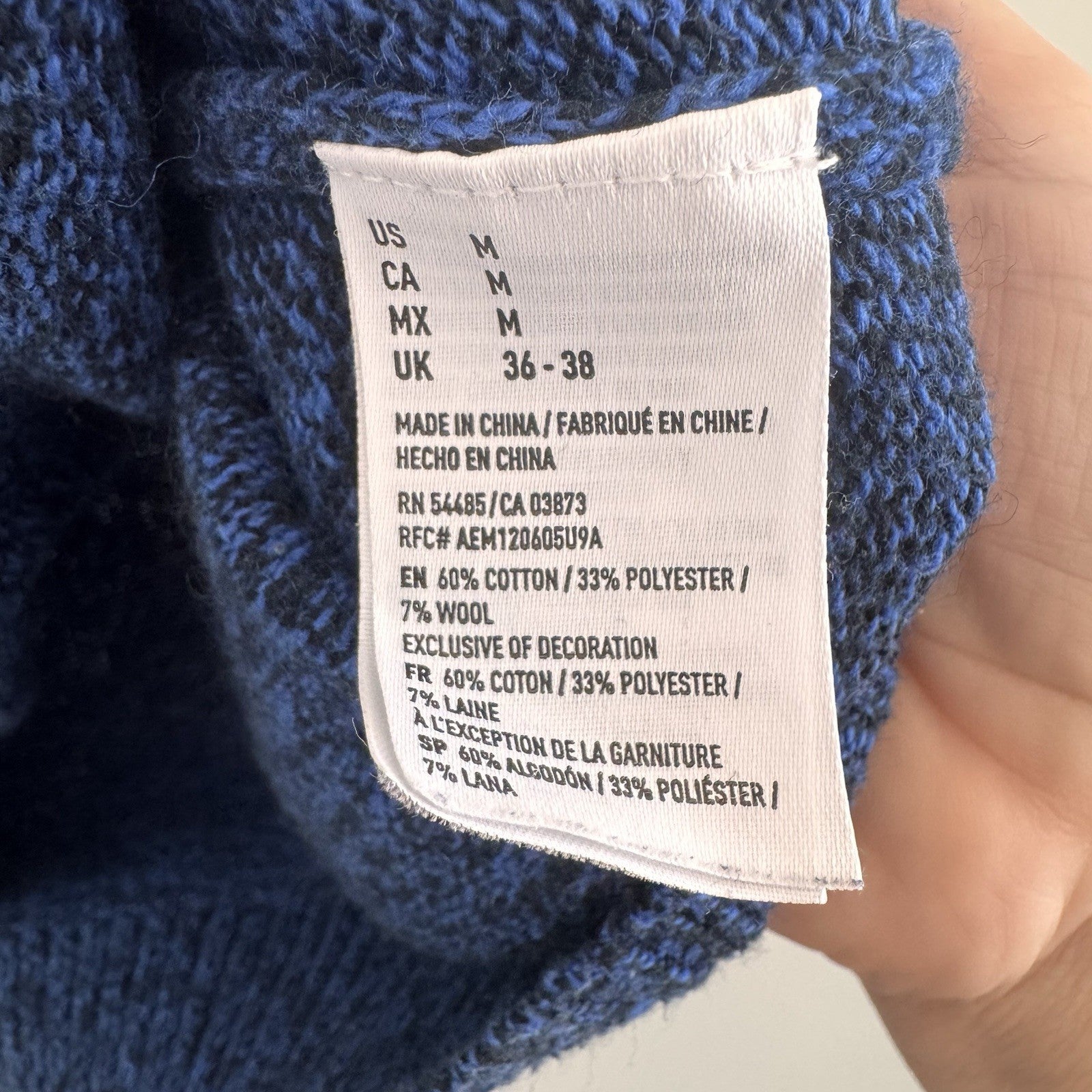 American Eagle Classic Fit Blue Black Marled Wool Blend Crewneck Sweater Men’s M