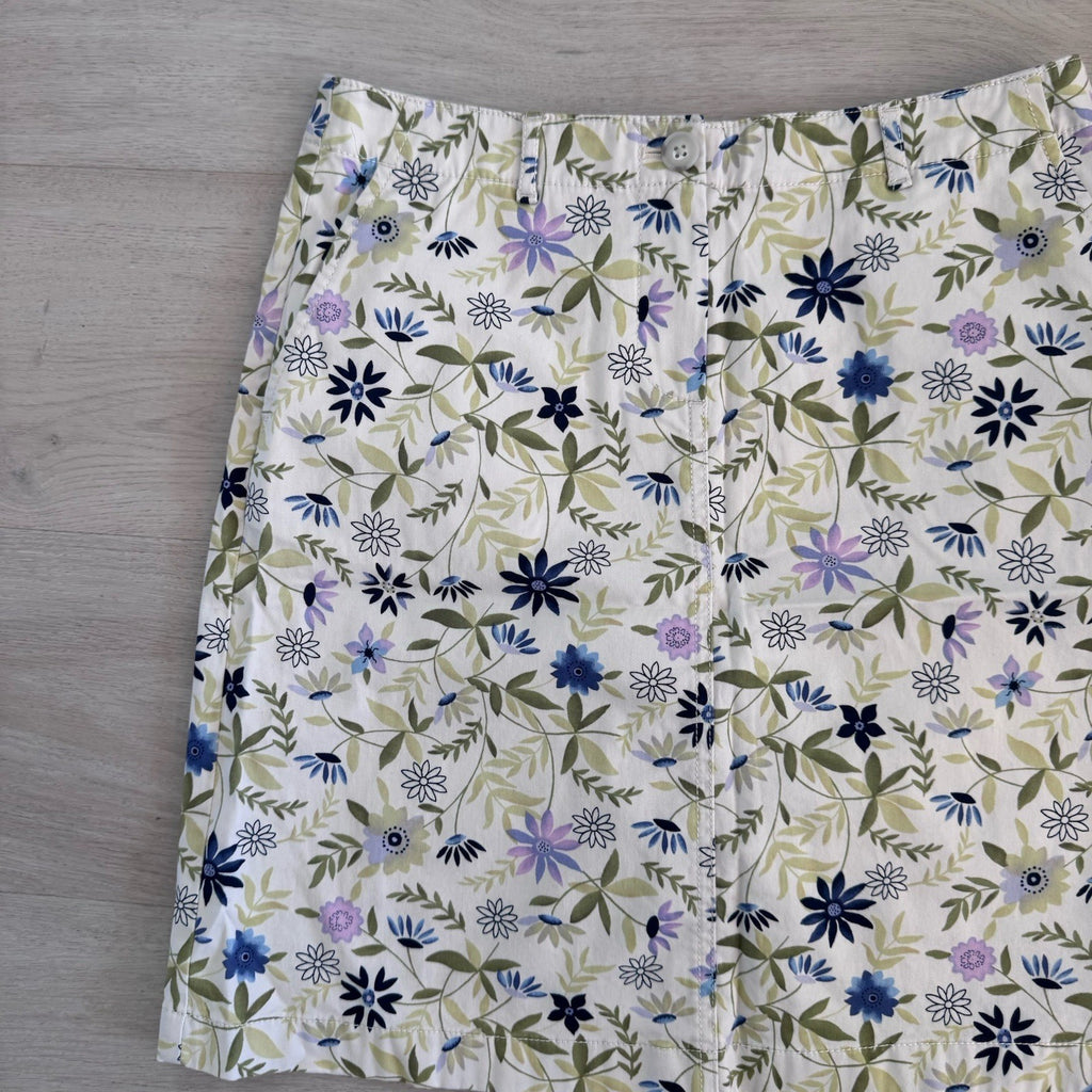 J Jill Women’s Live In Chino Floral Mini Skirt 2P Cotton Stretch