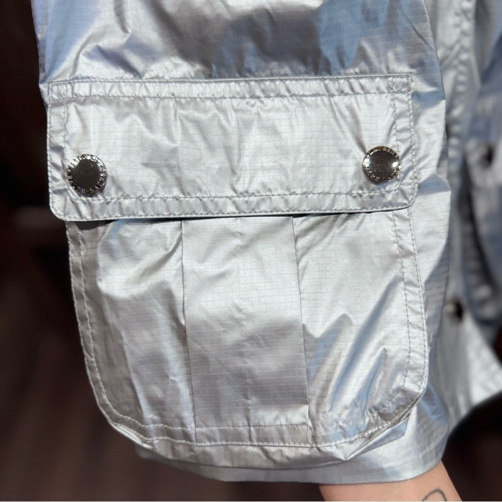 Ralph Lauren Womens PM White Silver Metallic Reversible Vest Snaps $189 NWOT