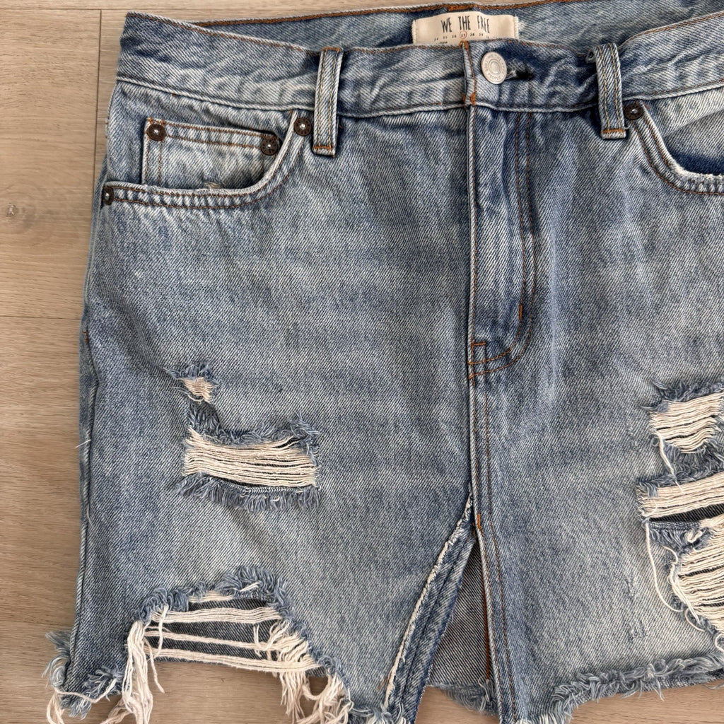 Free People We The Free Distressed Denim Skirt 27 Raw Hem Y2K Women’s