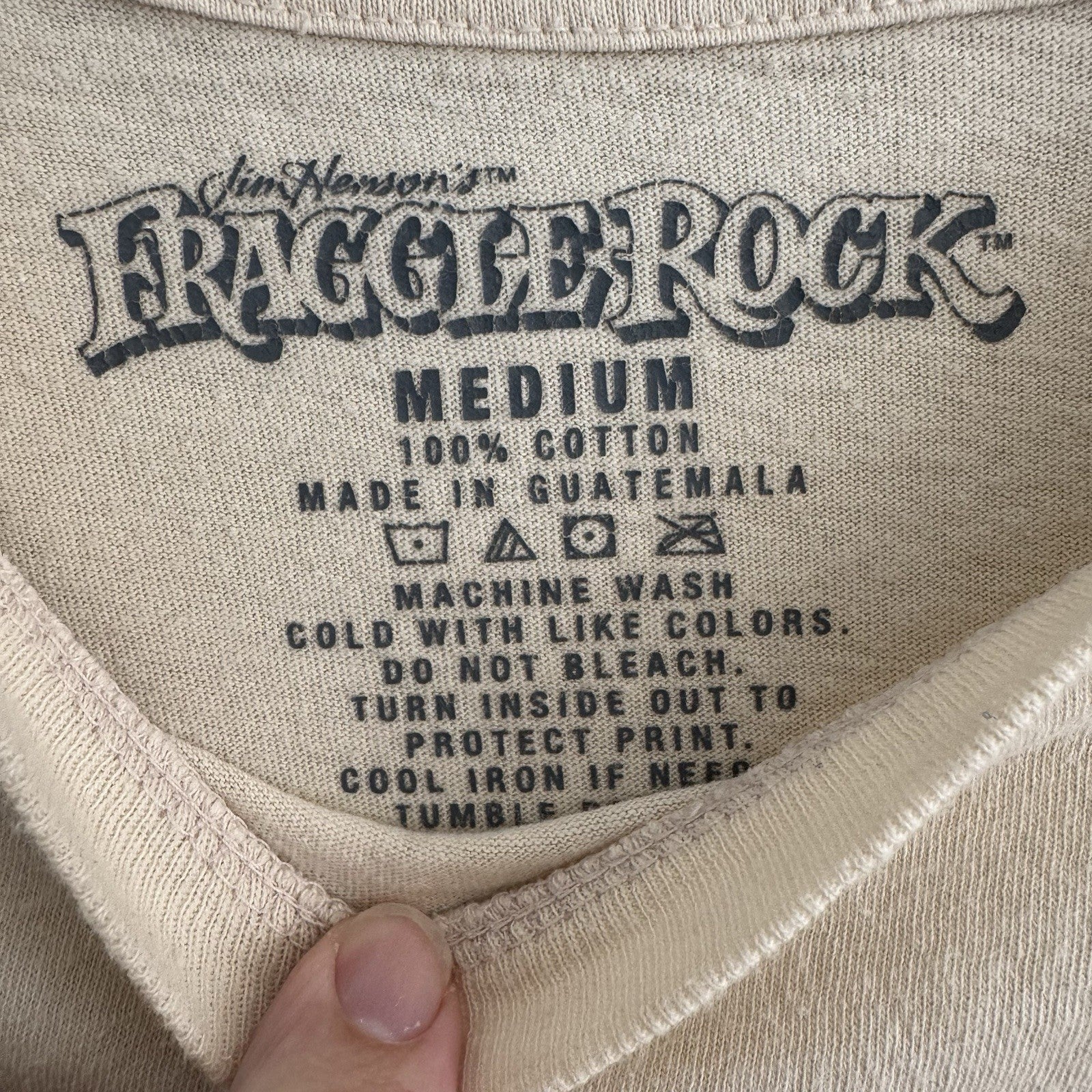 Fraggle Rock T Shirt Size M, Beige, 100% Cotton, Pre-Loved, Good Condition
