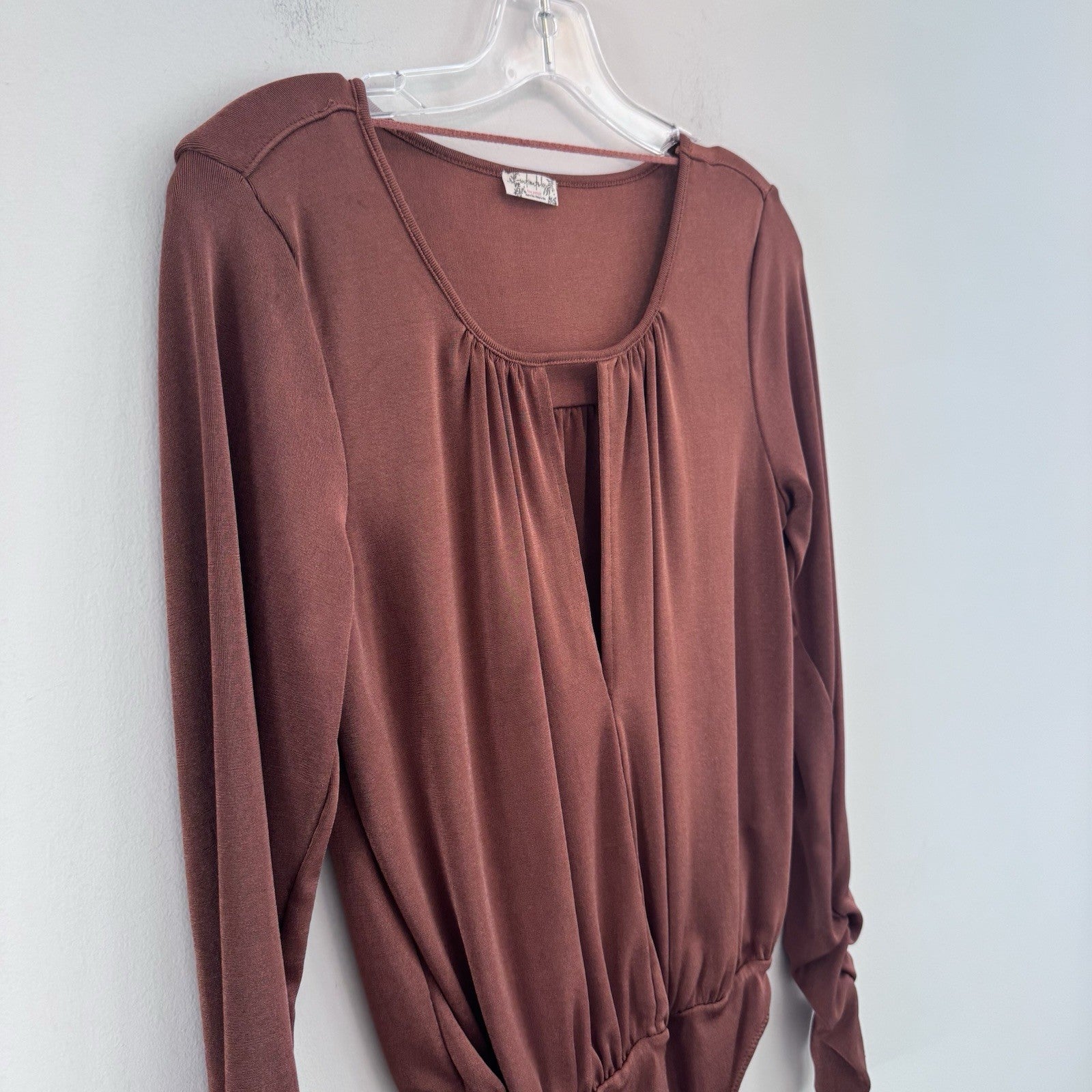 Free People Intimately Rust Brown Long Sleeve Bodysuit Thumbhole Women’s Small
