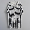 BiBi Striped Button Front Cardigan Dress White Black Size L Collared
