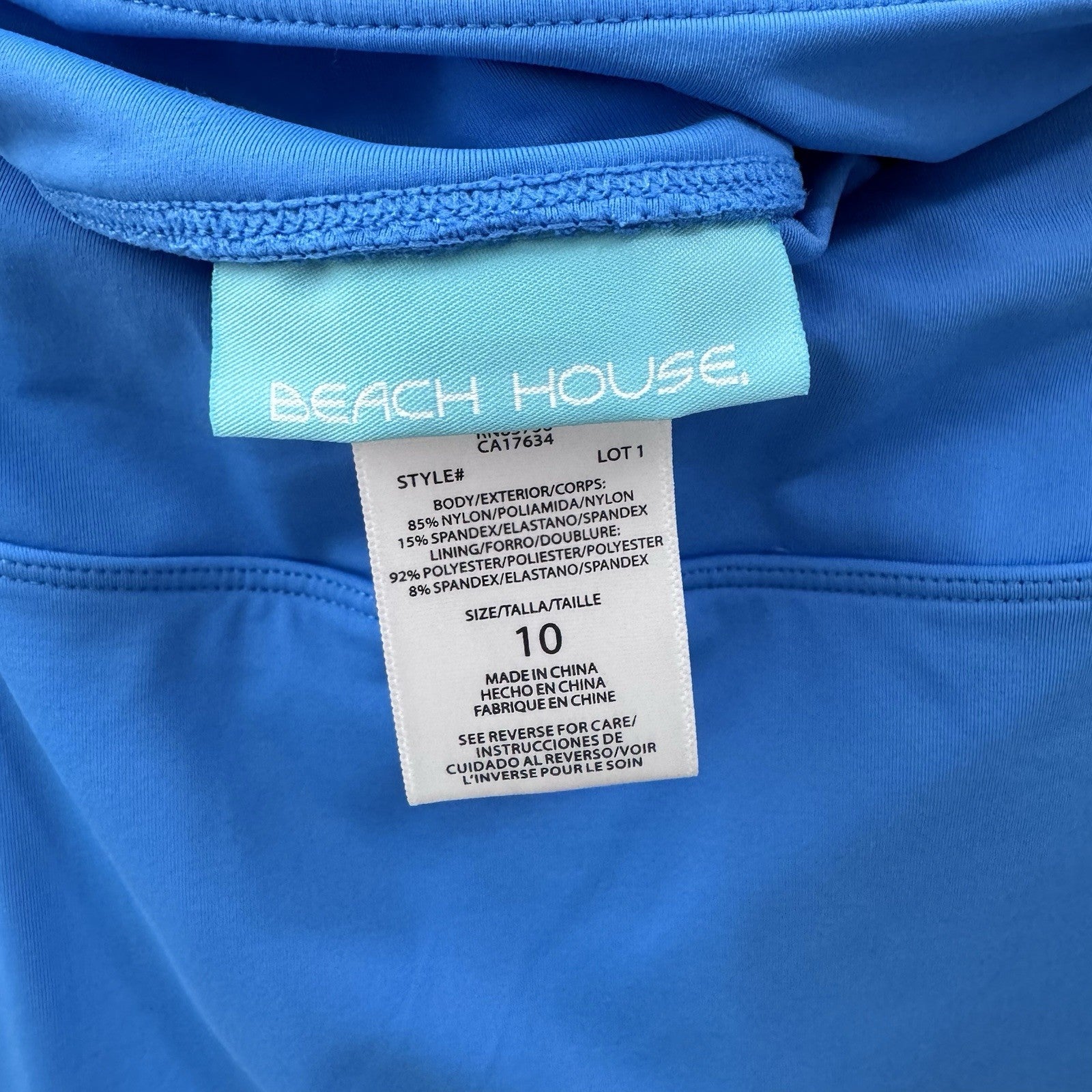 Beach House Swim Skort Size 10 Blue Swim Skirt Built-In Shorts Pocket